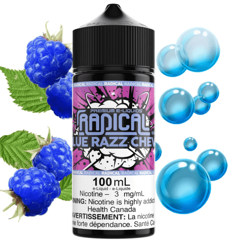 blue razz chew by radical e liquid 100ml steinbach vape superstore and bong shop manitoba canada 40013408665853