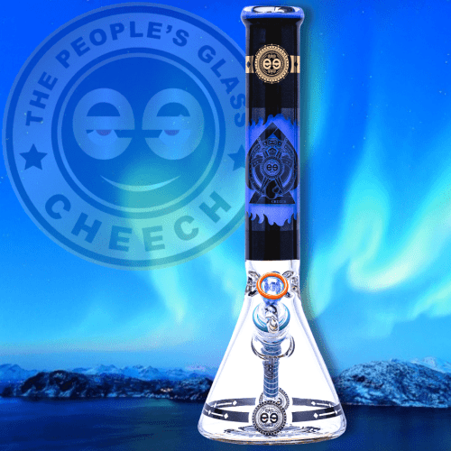 Cheech Glass 7mm Protect the Crest Beaker 14" Milky Blue Steinbach Vape SuperStore and Bong Shop Manitoba Canada