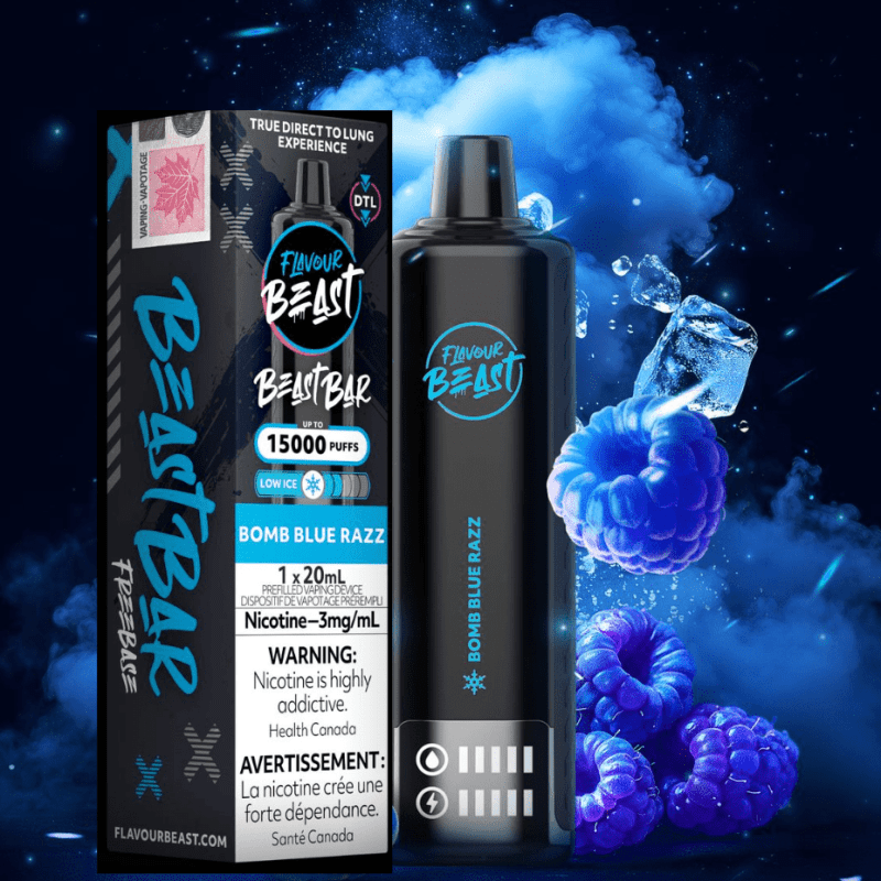 Flavour Beast Beast Bar 15k Disposable Vape-Bomb Blue Razz 3mg / 15000 Puffs Steinbach Vape SuperStore and Bong Shop Manitoba Canada