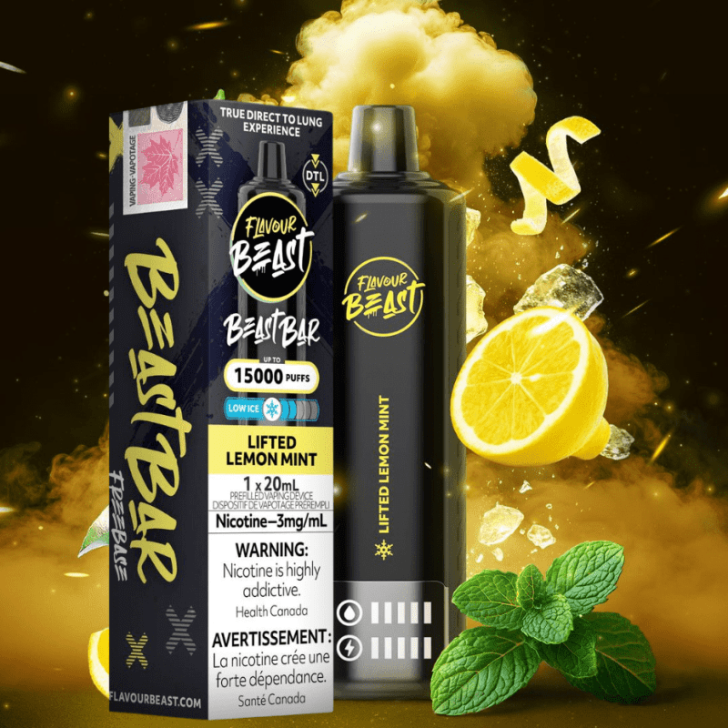 Flavour Beast Beast Bar 15k Disposable Vape-Lifted Lemon Mint 3mg / 15000 Puffs Steinbach Vape SuperStore and Bong Shop Manitoba Canada