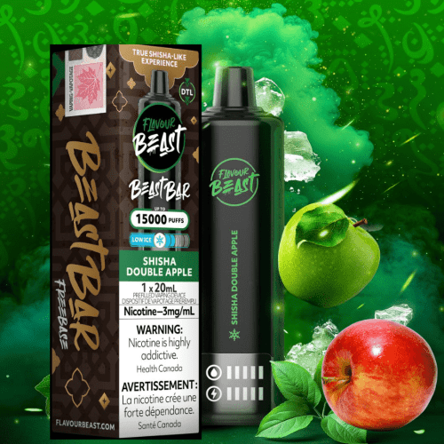 Flavour Beast Beast Bar 15k Disposable Vape-Shisha Double Apple 3mg / 15000 Puffs Steinbach Vape SuperStore and Bong Shop Manitoba Canada