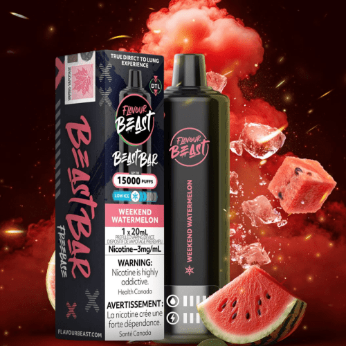 Flavour Beast Beast Bar 15k Disposable Vape-Weekend Watermelon 3mg / 15000 Puffs Steinbach Vape SuperStore and Bong Shop Manitoba Canada