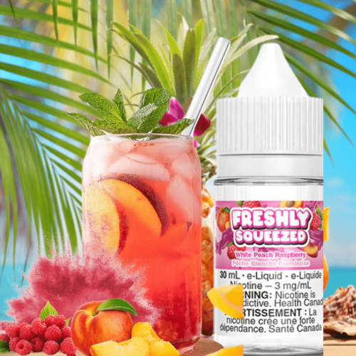 freshly squeezed salt white peach raspberry 30ml steinbach vape superstore and bong shop manitoba canada 41279347294461