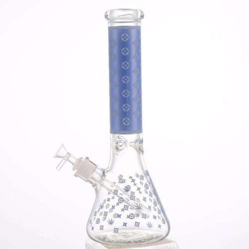 LV Pattern 7mm Beaker Bong-Glow In The Dark-14.5