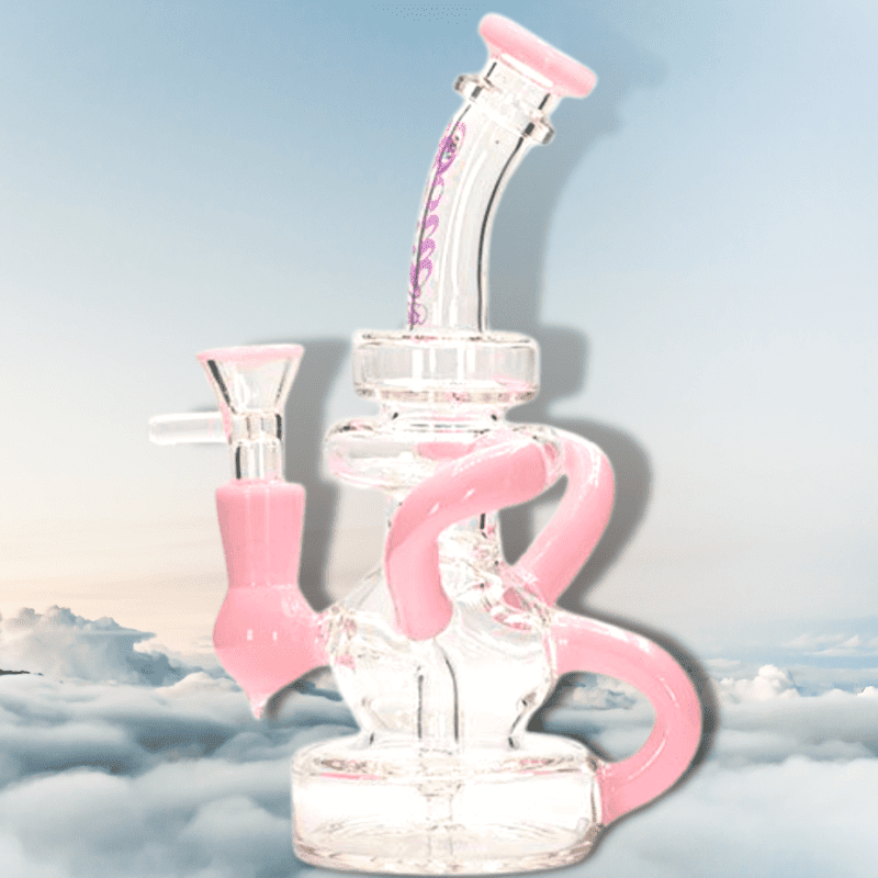 Soul Glass 2-in-1 Bent Neck Recycler 8" Pink Steinbach Vape SuperStore and Bong Shop Manitoba Canada